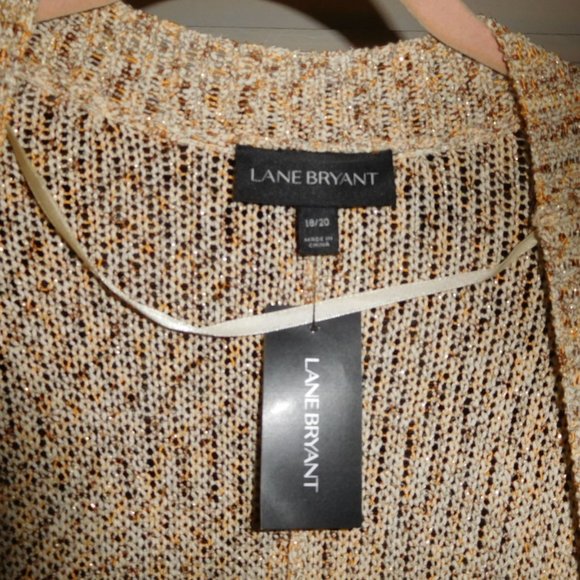 NWT 18W 20W OPEN FRONT METALIC TAN CARDIGAN DOLMAN SLEEVES - Picture 4 of 8